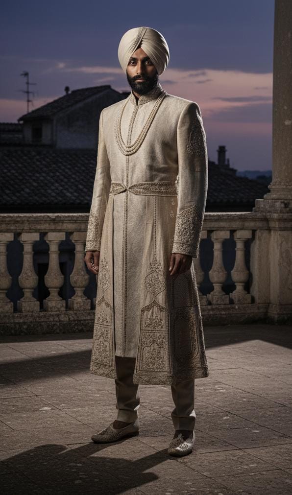 Taupe Sherwani groom sherwani by WellGroomed