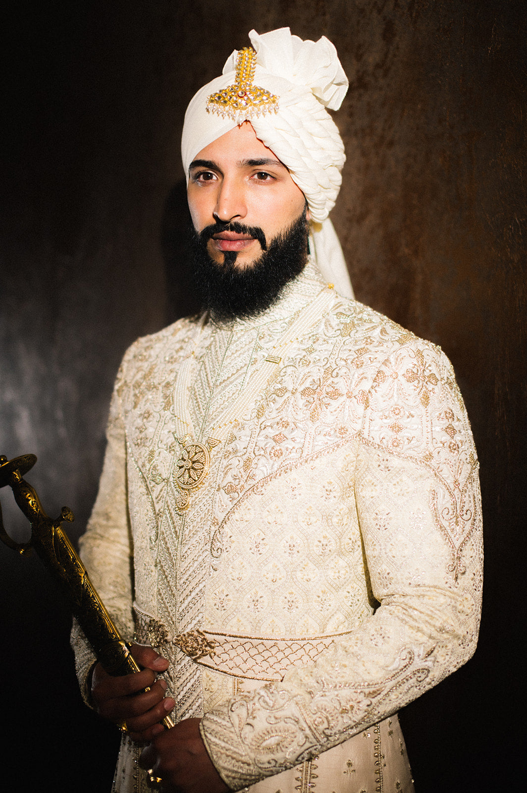 Champagne Mughal Sherwani WellGroomed Designs Inc