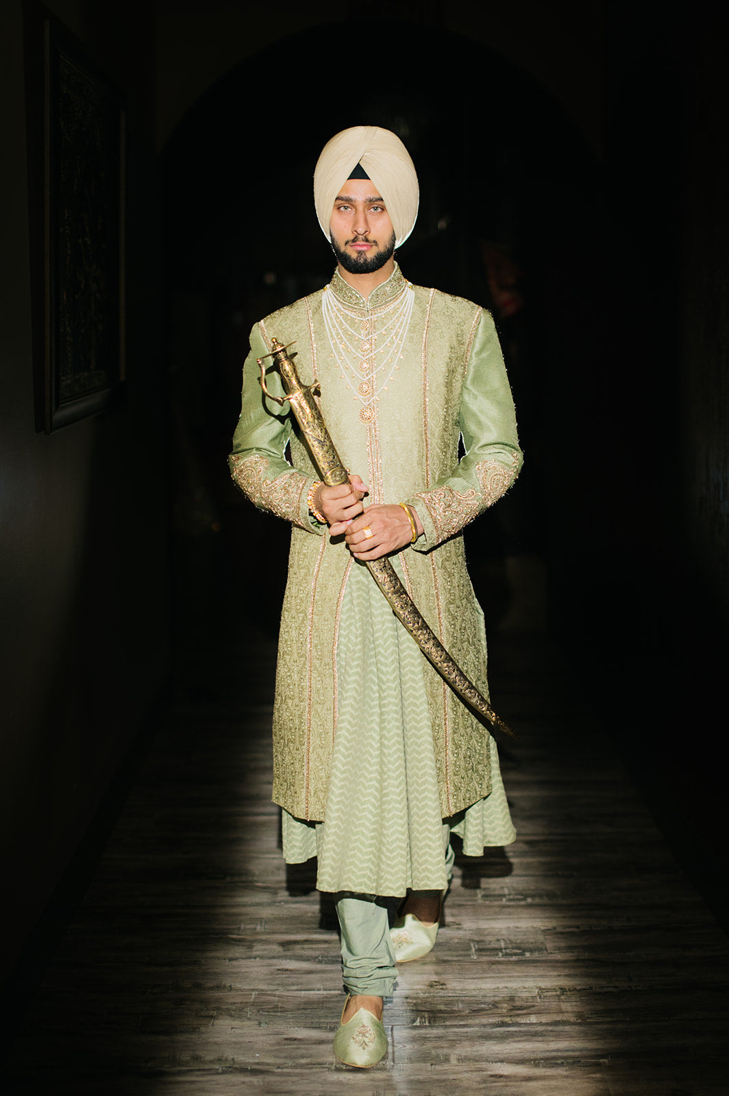 Sage Green Chola Sherwani