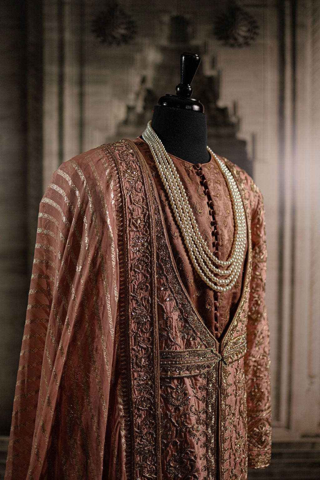Vintage Rose Maharaja groom sherwani by WellGroomed