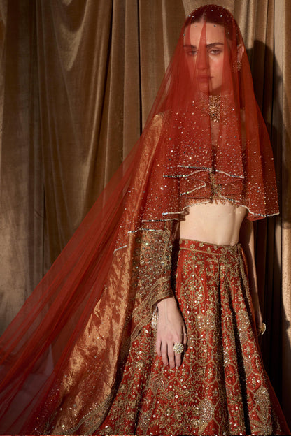 Aged Tangerine Lehenga