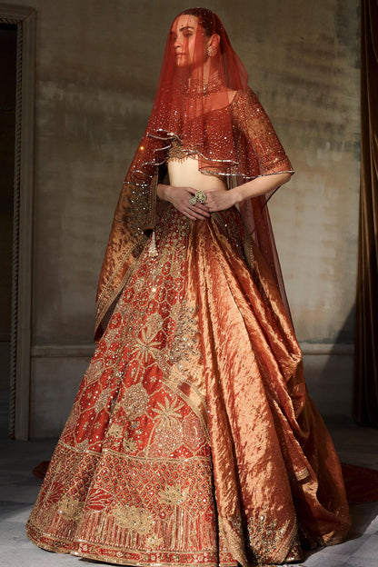 Aged Tangerine Lehenga