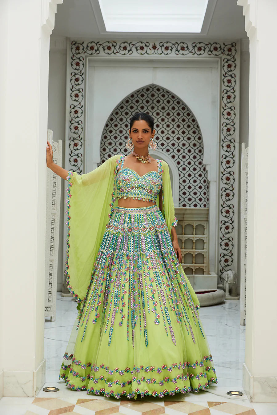 Neem lehenga by WellGroomed