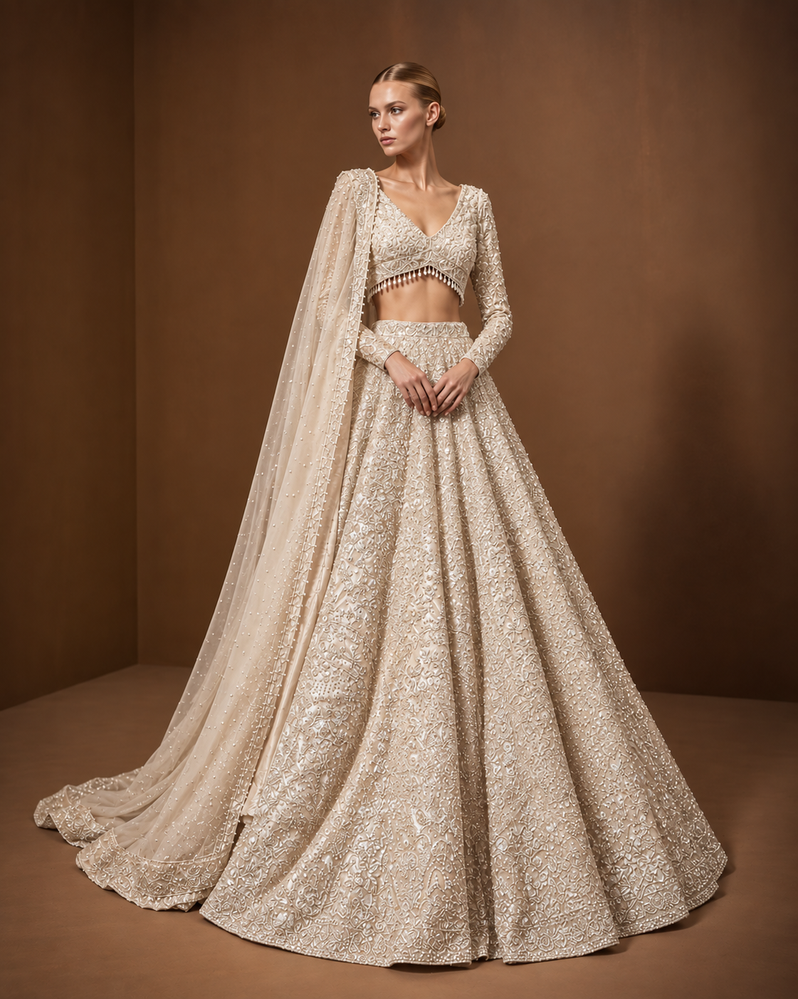 Ivory Embroidered Bridal Lehenga – WellGroomed Designs