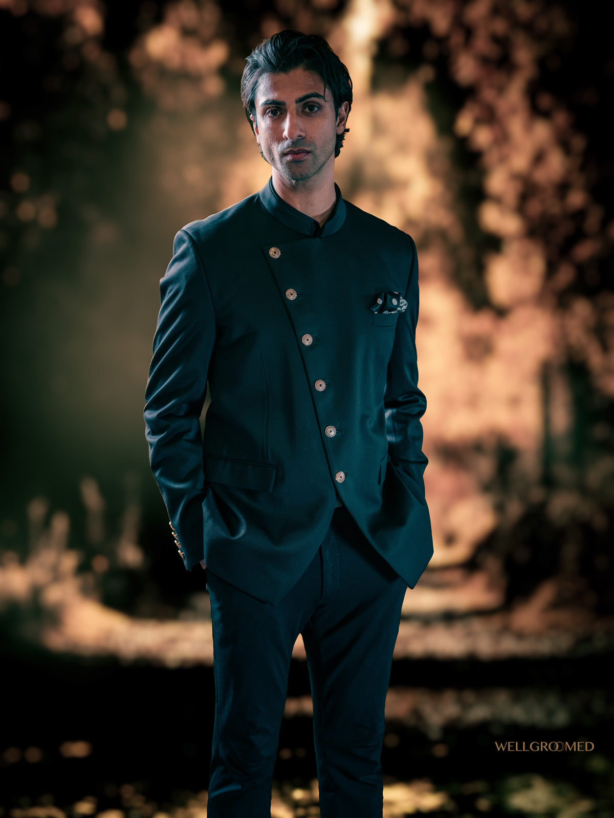 Bottle Green Angrakha suit by WellGroomed
