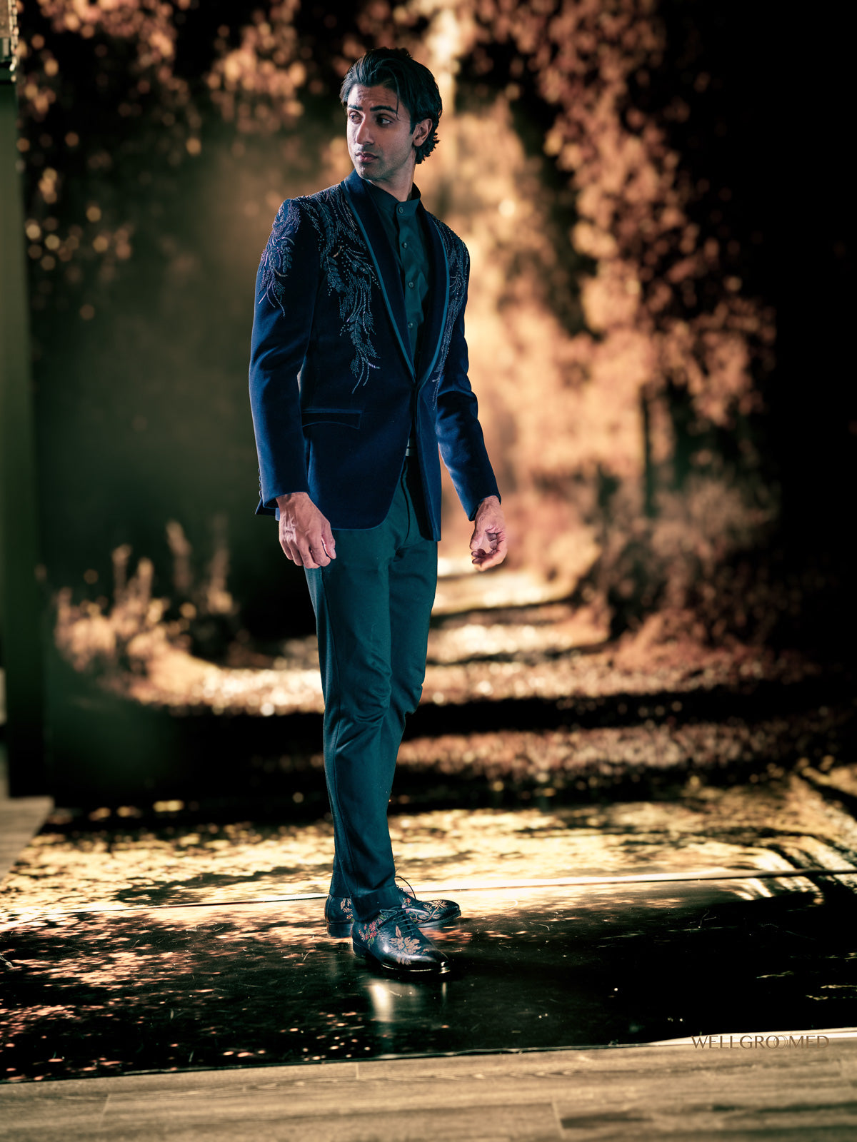 Embroidered suede blazer by WellGroomed