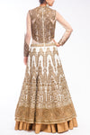 Off White Fully Embroidered Two tiered Lacha Gown