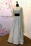 Mint Reception Lengha with Ivory embroidery